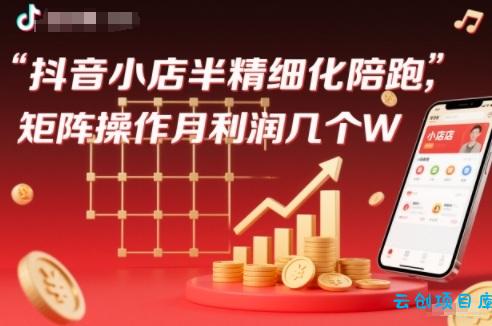 抖店半精细化铺货【1期+2期】,抖音小店半精细化陪跑,矩阵操作月利润几个W(更新12月)-云创项目库