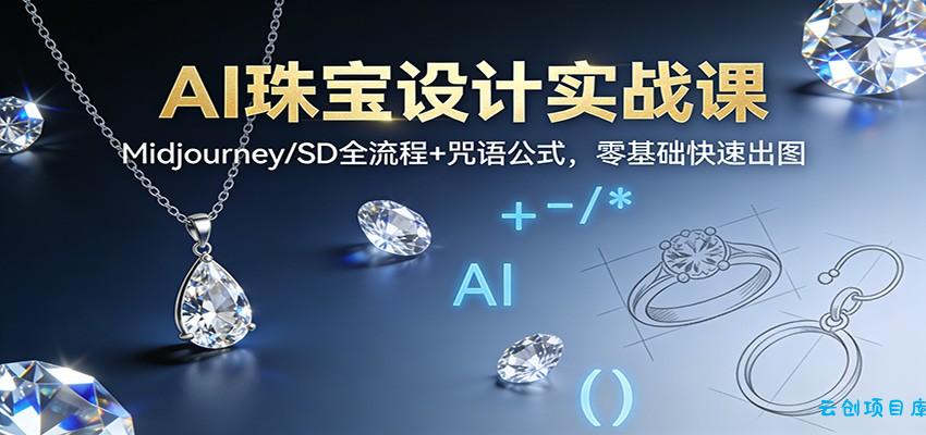 AI珠宝设计实战课:Midjourney/SD全流程+咒语公式,零基础快速出图-云创项目库