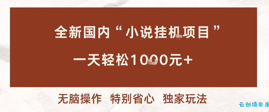 全新国内小说挂G项目，多窗口无脑跑，一天轻松1k+，特别省心【揭秘】-云创项目库
