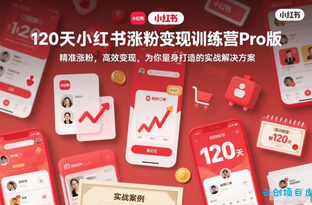 120天小红书涨粉变现训练营Pro版，​精准涨粉，高效变现​，为你量身打造的实战解决方案-云创项目库