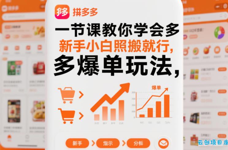 一节课教你学会拼多多爆单玩法，新手小白照搬就行-云创项目库