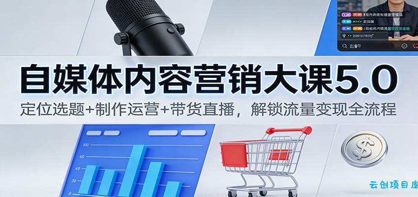 自媒体内容营销大课5.0：定位选题+制作运营+带货直播，解锁流量变现全流程-云创项目库