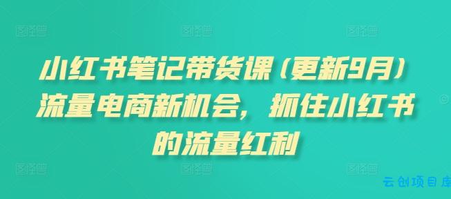 小红书笔记带货课(更新25年12月)流量电商新机会，抓住小红书的流量红利-云创项目库