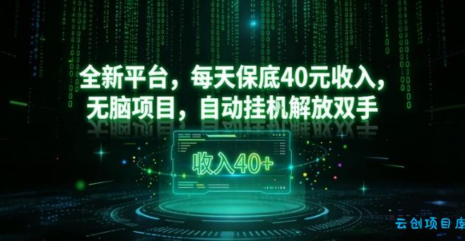 全新平台,每天保底40米收入,无脑项目,自动挂G解放双手【揭秘】-云创项目库