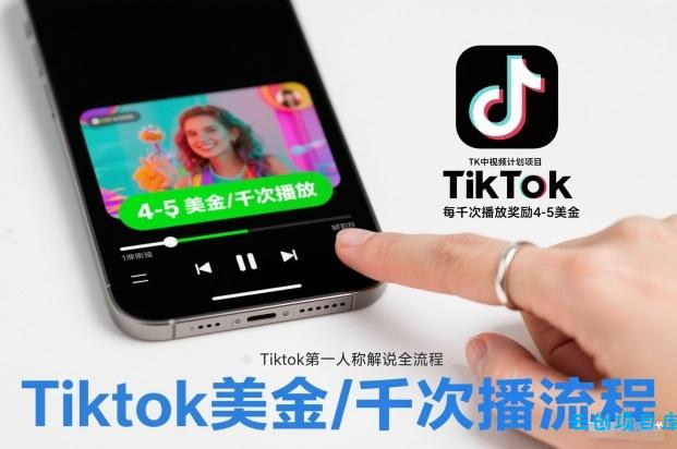 TK中视频计划项目,Tiktok第一人称解说流程,每干次播放奖励4-5美金-云创项目库
