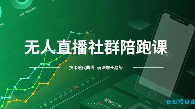 无人直播社群陪跑课，技术更新、无人/半无人玩法共享、实时跟进最新红利(更新12月-云创项目库