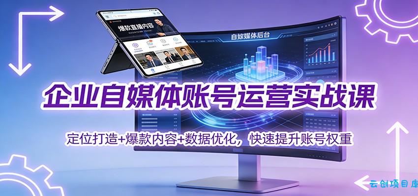 企业自媒体账号运营实战课：定位打造+ 爆款内容+数据优化，快速提升账号权重-云创项目库