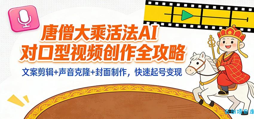 “大乘活法”AI对口型视频创作全攻略：文案剪辑+声音克隆+封面制作，快速起号变现-云创项目库