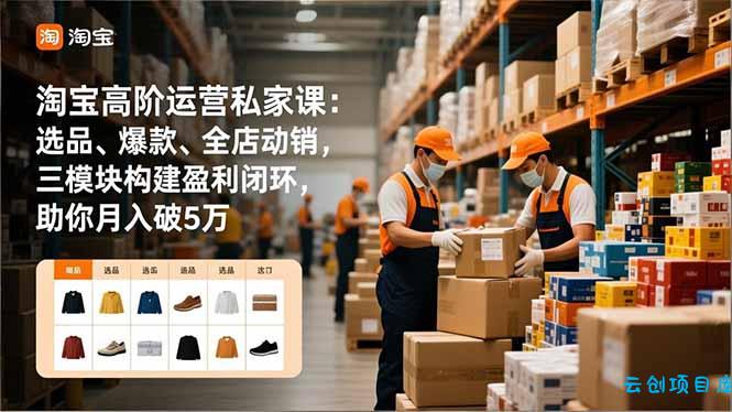 淘宝高阶运营私家课：选品、爆款、全店动销，三模块构建盈利闭环，助你月入破5万-云创项目库