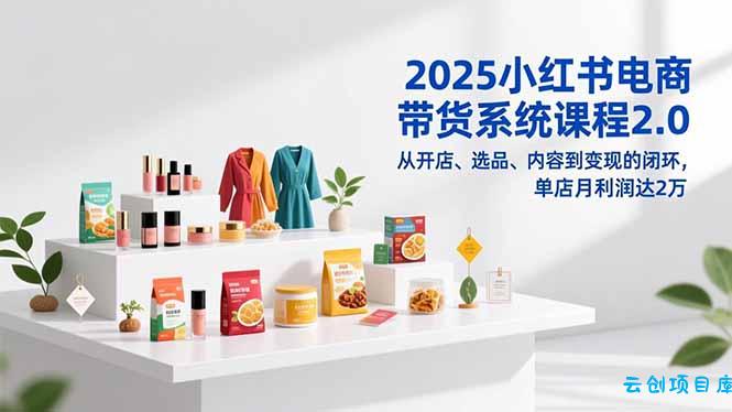 2025小红书电商带货系统课程2.0，从开店、选品、内容到变现的闭环，单店月利润达2万-云创项目库