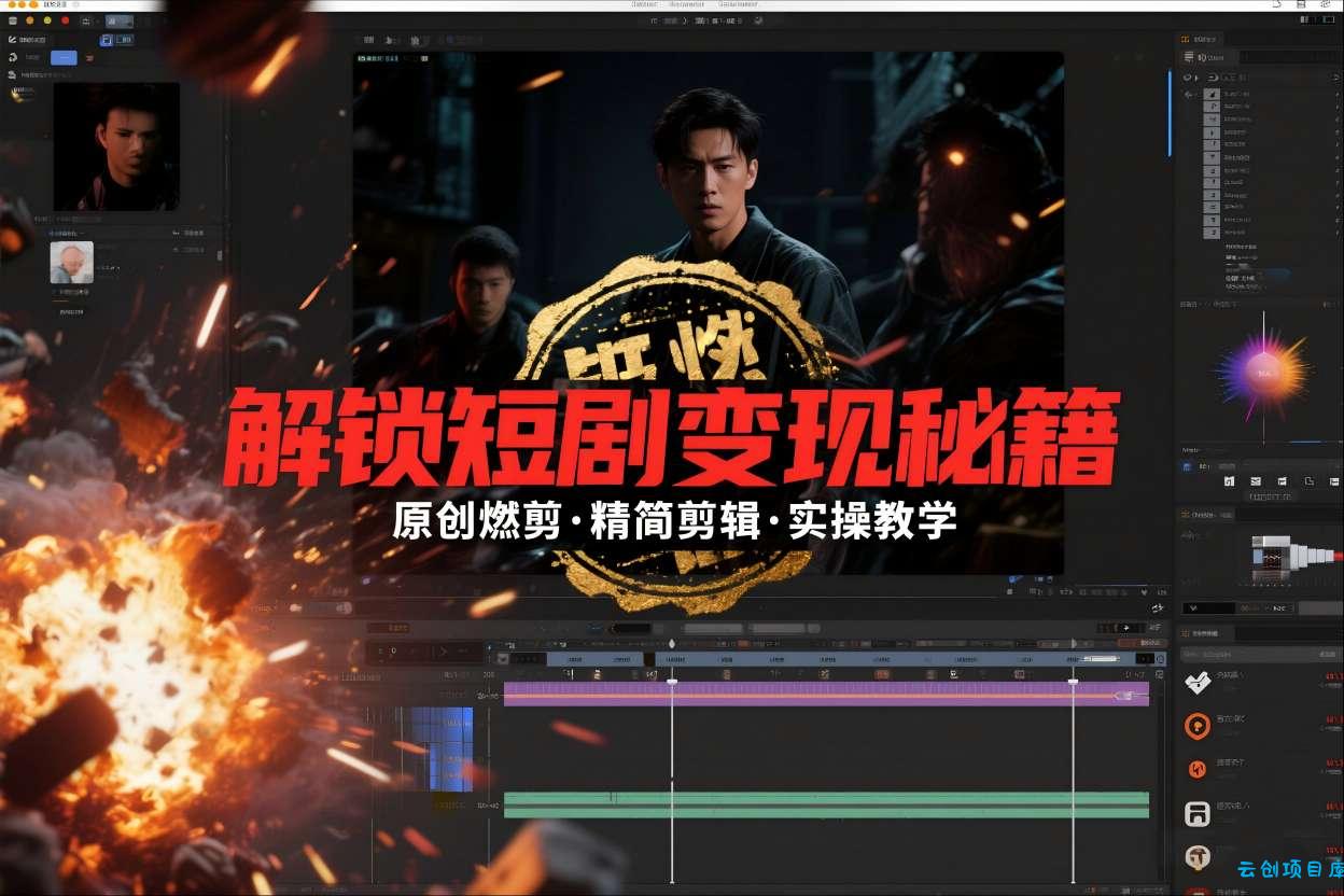 短剧拉新之原创燃剪精简剪辑实操课，解锁短剧变现秘籍-云创项目库