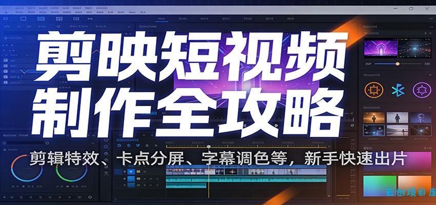 剪映短视频制作全攻略：剪辑特效、卡点分屏、字幕调色等，新手快速出片-云创项目库