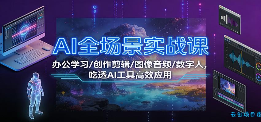 AI全场景实战课：办公学习/创作剪辑/图像音频/数字人，吃透AI工具高效应用-云创项目库