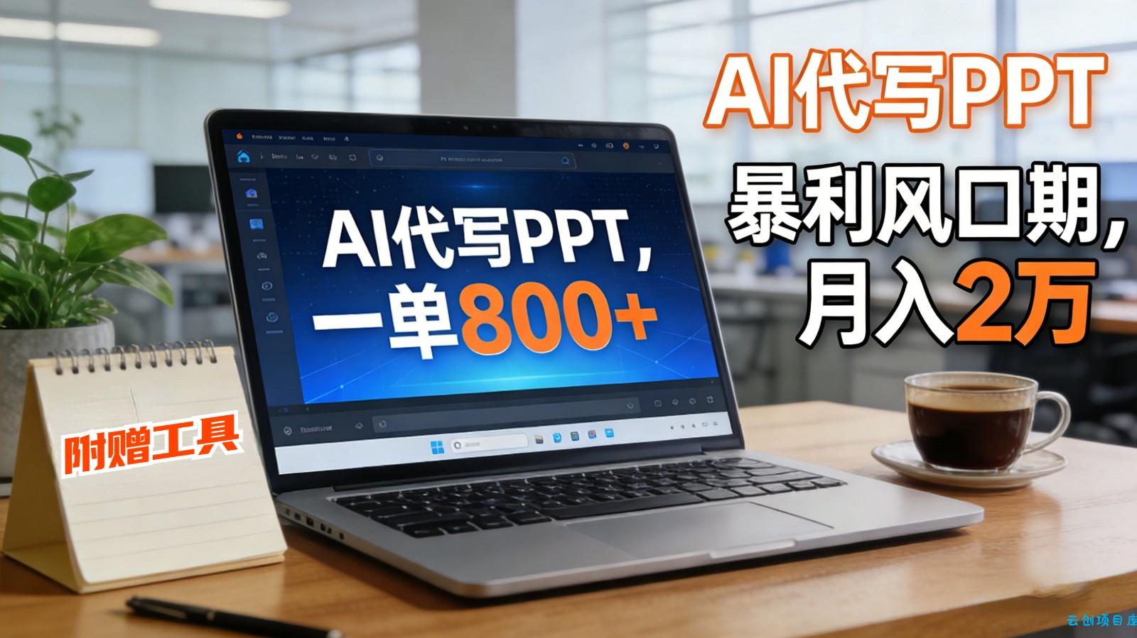 AI 代写做 PPT！一单狂赚 800+，风口期月入 2 万(工具 + 提示词直接送)-云创项目库
