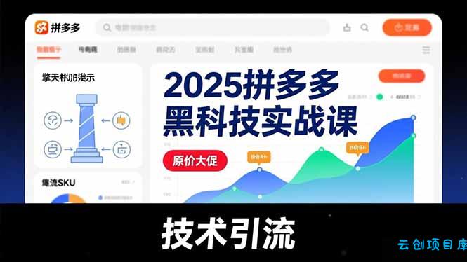 2025拼多多黑科技实战课，擎天柱玩法、爆流SKU、原价大促，技术引流，单店日销轻松破千单-云创项目库