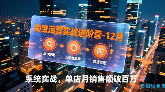 淘宝运营实战进阶营-12月：SEO搜索、万相台爆款、数据诊断，系统实战，单店月销售额破百万-云创项目库