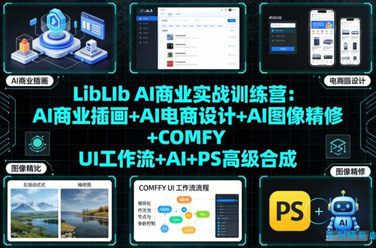 LibLIb AI商业实战训练营：AI商业插画+AI电商设计+AI图像精修+COMFY UI工作流+AI+PS高级合成-云创项目库