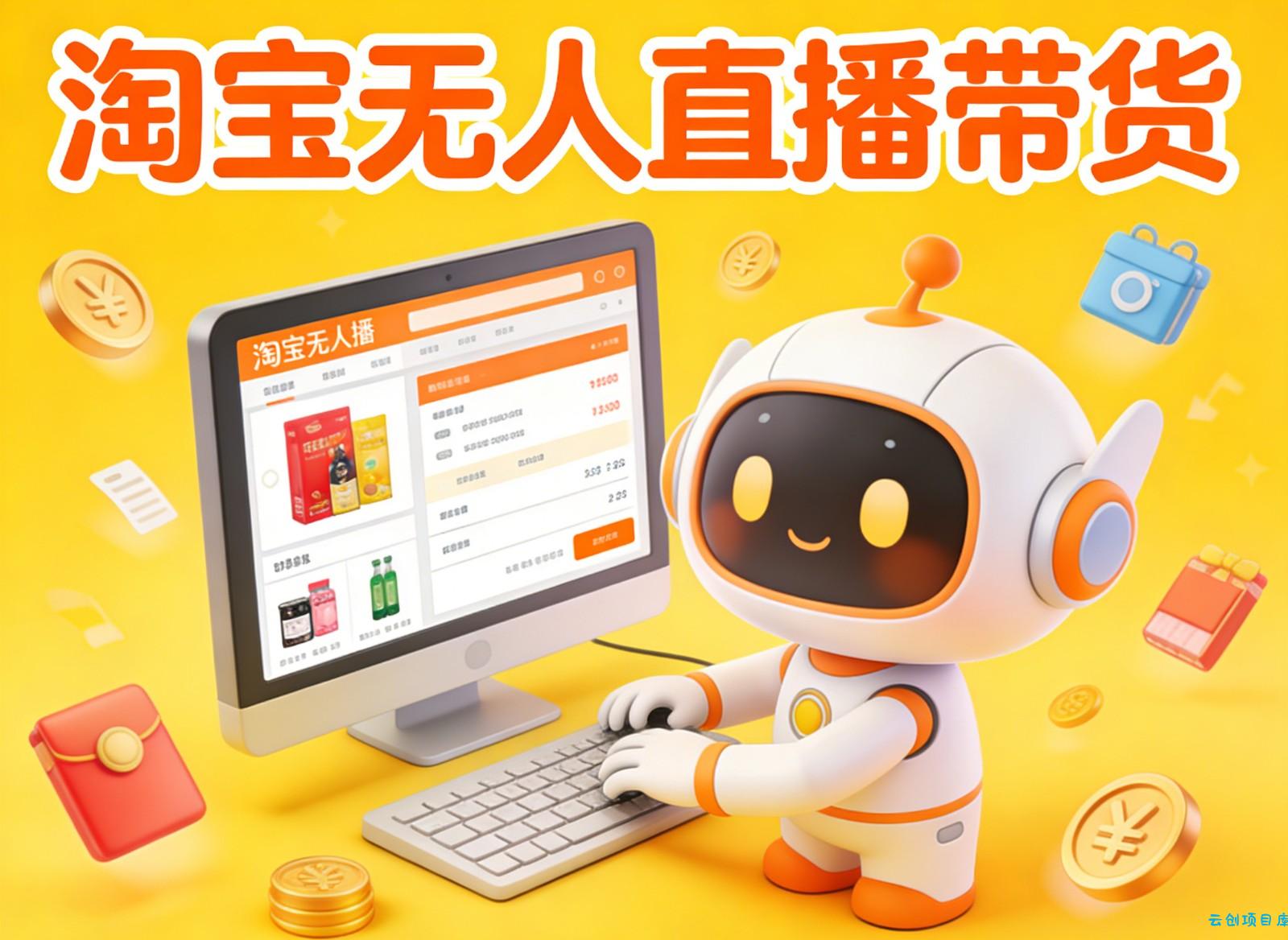 淘宝无人直播带货，24小时自动卖货，月佣金1W+，不违规不封号，不用露脸-云创项目库