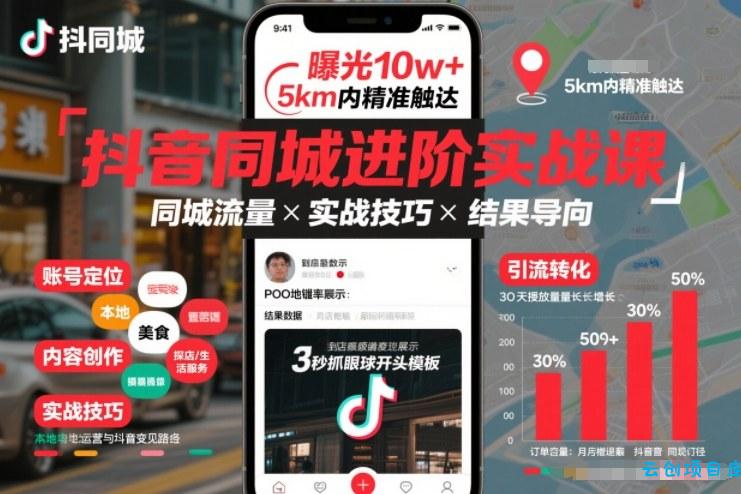 抖音同城进阶实战课，助你同城流量拿到结果-云创项目库