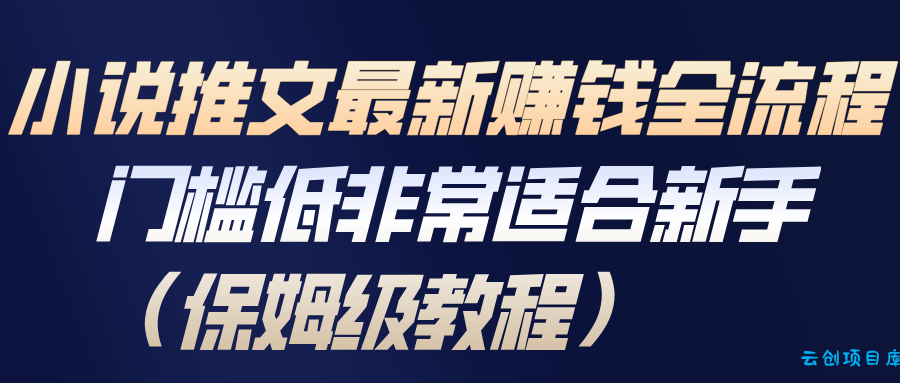 小说推文最新赚钱全流程，门槛低非常适合新手(保姆级教程)-云创项目库