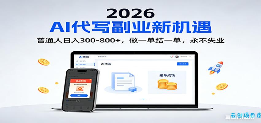 2026 副业首选！AI 代写日入 300-800，普通人0门槛，做一单结一单！-云创项目库