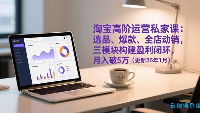淘宝高阶运营私家课：选品、爆款、全店动销，三模块构建盈利闭环，月入破5万(更新26年1月-云创项目库