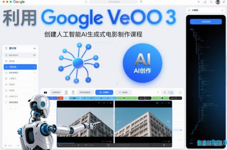 利l用Google Veo 3创建人工智能AI生成式电影制作课程，使用人工智能的力量创建令人惊叹的视频-云创项目库