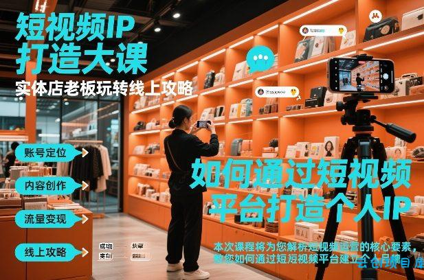 短视频ip打造大课，实体店老板玩转线上攻略-云创项目库