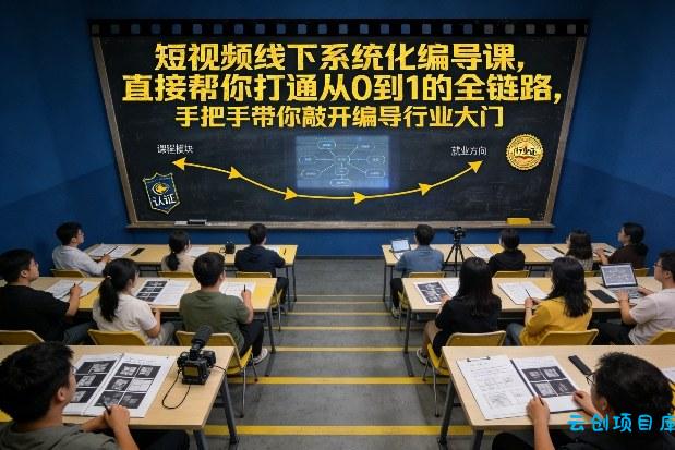 短视频线下系统化编导课，直接帮你打通从0到1的全链路，手把手带你敲开编导行业大门-云创项目库
