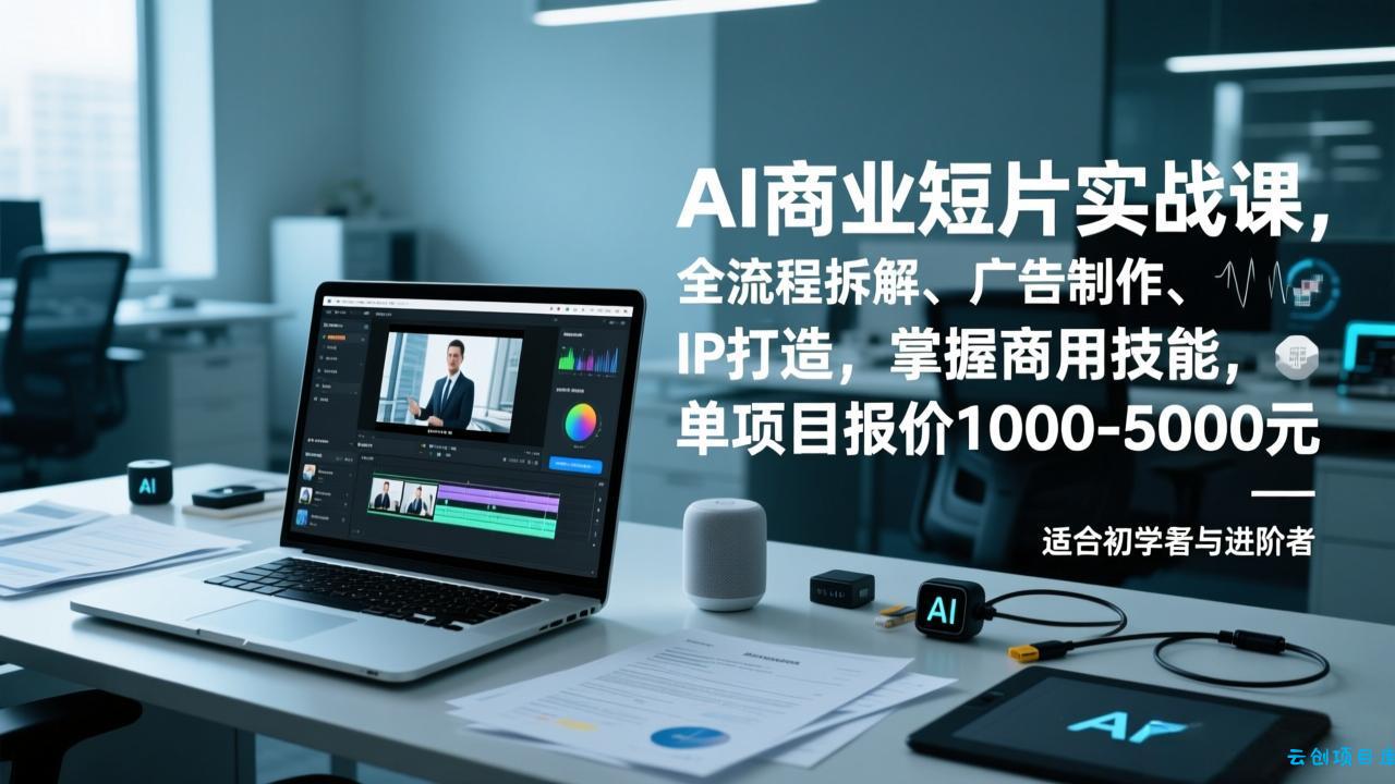 AI商业短片实战课，全流程拆解、广告制作、IP打造，掌握商用技能，单项目报价1000-5000元-云创项目库