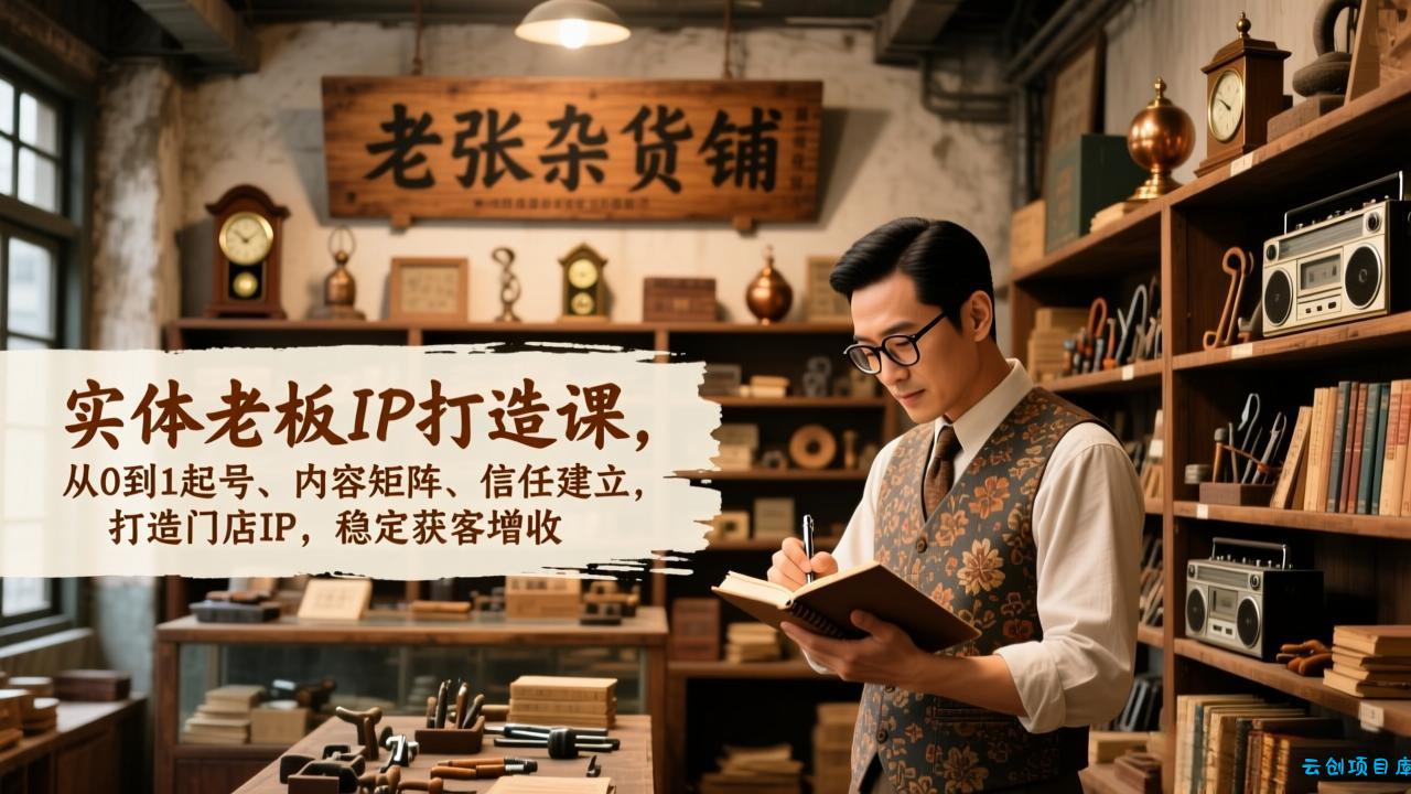 实体老板IP打造课，从0到1起号、内容矩阵、信任建立，打造门店IP，稳定获客增收-云创项目库