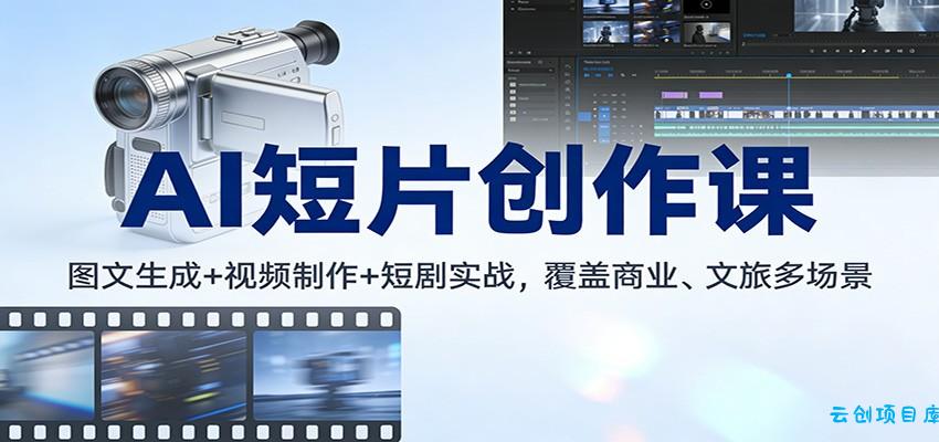 AI短片创作课：图文生成+ 视频制作+短剧实战，覆盖商业、 文旅多场景-云创项目库