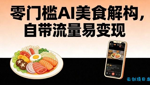 零门槛AI美食解构，自带流量易变现-云创项目库