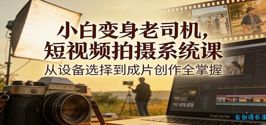 小白变身老司机，短视频拍摄系统课，从设备选择到成片创作全掌握-云创项目库