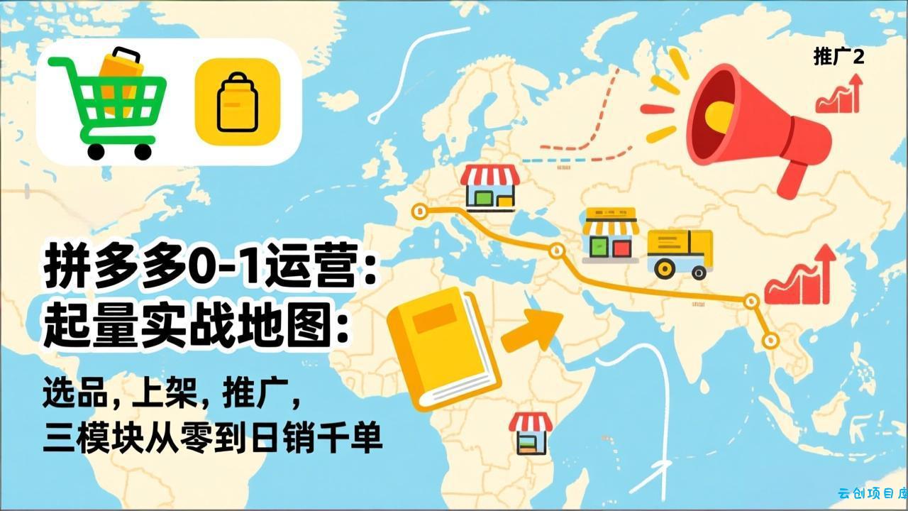 拼多多0-1运营：起量实战地图：选品，上架，推广，三模块从零到日销千单-云创项目库