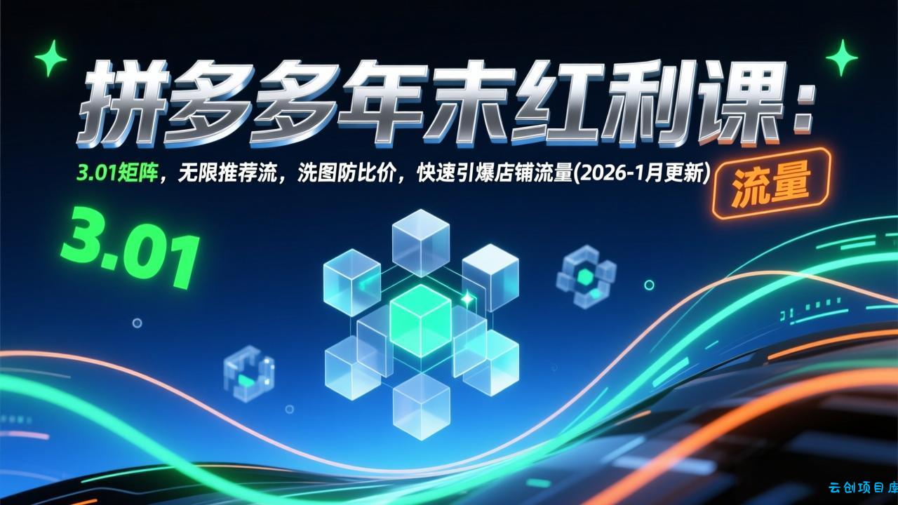 拼多多年末红利课：3.01矩阵，无限推荐流，洗图防比价，快速引爆店铺流量(2026-1月更新-云创项目库
