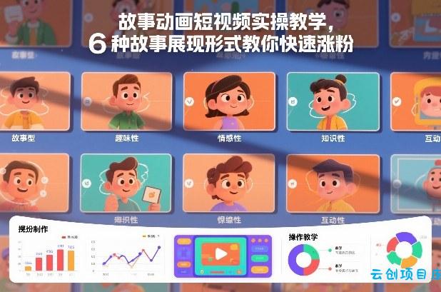 故事动画短视频实操教学，6种故事展现形式教你快速涨粉-云创项目库
