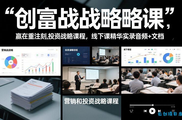 创富战略课，赢在重注时刻，营销和投资战略课程，线下课精华实录音频+文档-云创项目库