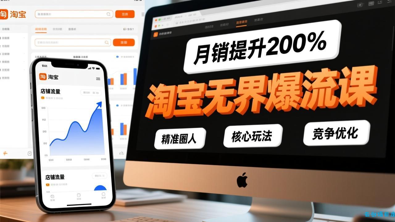淘宝无界爆流课，精准圈人、核心玩法、竞争优化，快速引爆店铺流量，月销提升200%-云创项目库