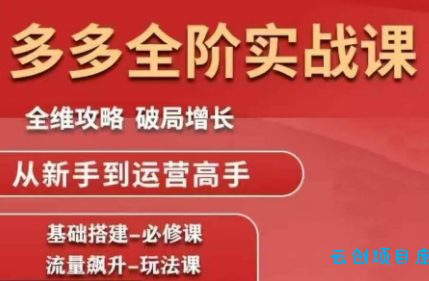 大炮·拼多多全阶实战课程(更新2026)-云创项目库