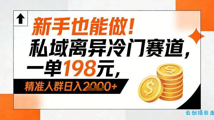 新手也能做！私域离异冷门赛道，一单198，精准人群日入1k+-云创项目库