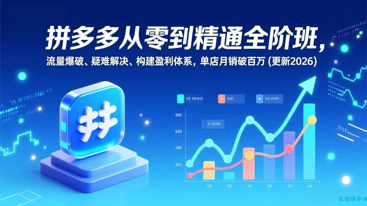 拼多多从零到精通全阶班，流量爆破、疑难解决，构建盈利体系，单店月销破百万(更新2026-云创项目库