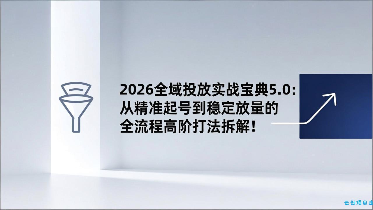 2026全域投放实战宝典5.0：从精准起号到稳定放量的全流程高阶打法拆解！-云创项目库