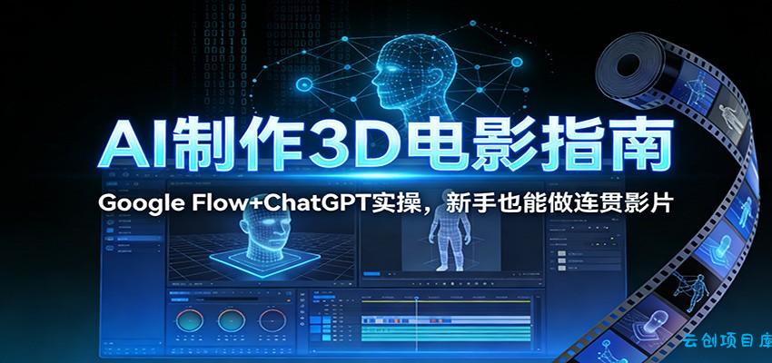 AI制作3D电影指南：Google Flow+ChatGPT实操，新手也能做连贯影片-云创项目库