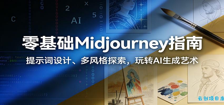 零基础Midjourney指南：提示词设计、多风格探索，玩转AI生成艺术-云创项目库