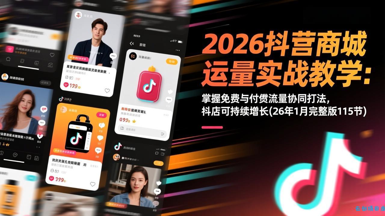 2026抖音商城运营实战教学：掌握免费与付费流量协同打法，抖店可持续增长(26年1月完整版115节-云创项目库