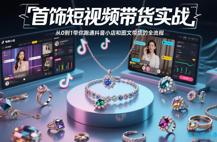 首饰短视频带货实战，从0到1带你跑通抖音小店和图文带货的全流程-云创项目库