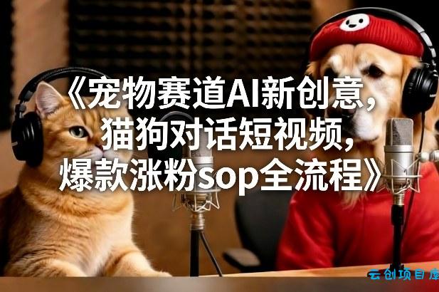 宠物赛道AI新创意，猫狗对话短视频，爆款涨粉sop全流程-云创项目库