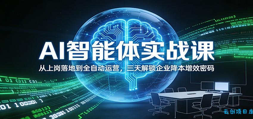 AI智能体实战课：从上岗落地到全自动运营，三天解锁企业降本增效密码-云创项目库