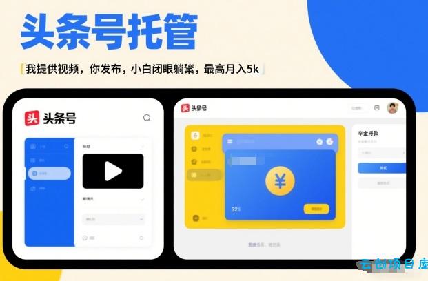 头条号AI托管，我提供视频，你发布，小白闭眼躺賺，最高月入5k+【揭秘】-云创项目库